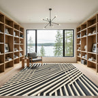 Diagonal Cream Linear Geometric Abstract Rug