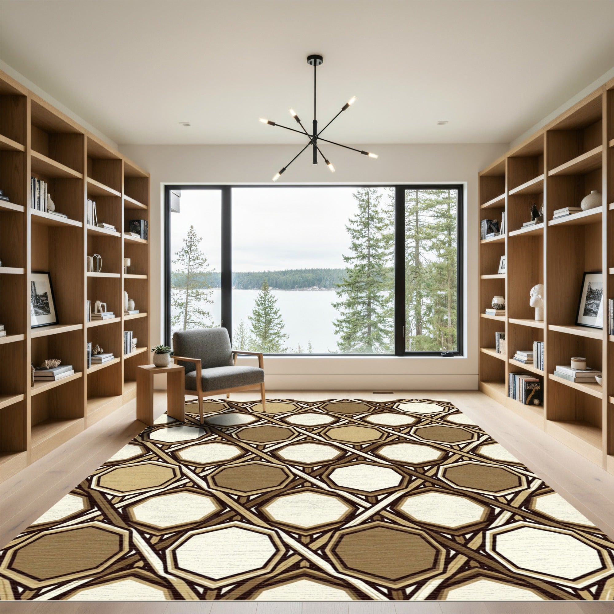 Sepia Octagonal Woven Lattice Rug