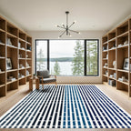 Vertical Abstract Blue Stripe Rug