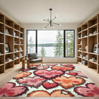 Whimsical Blushing Heart Collage Rug