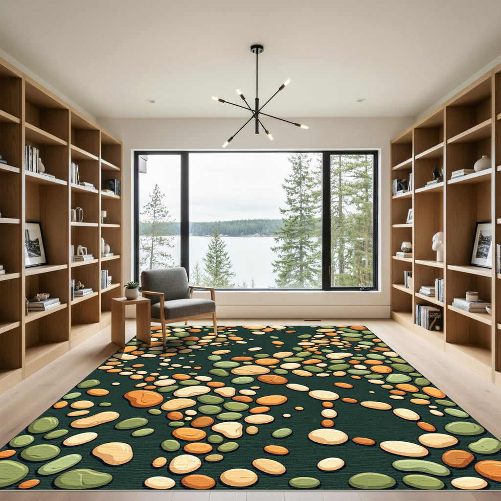 Earth Tone Pebble Scatter Rug