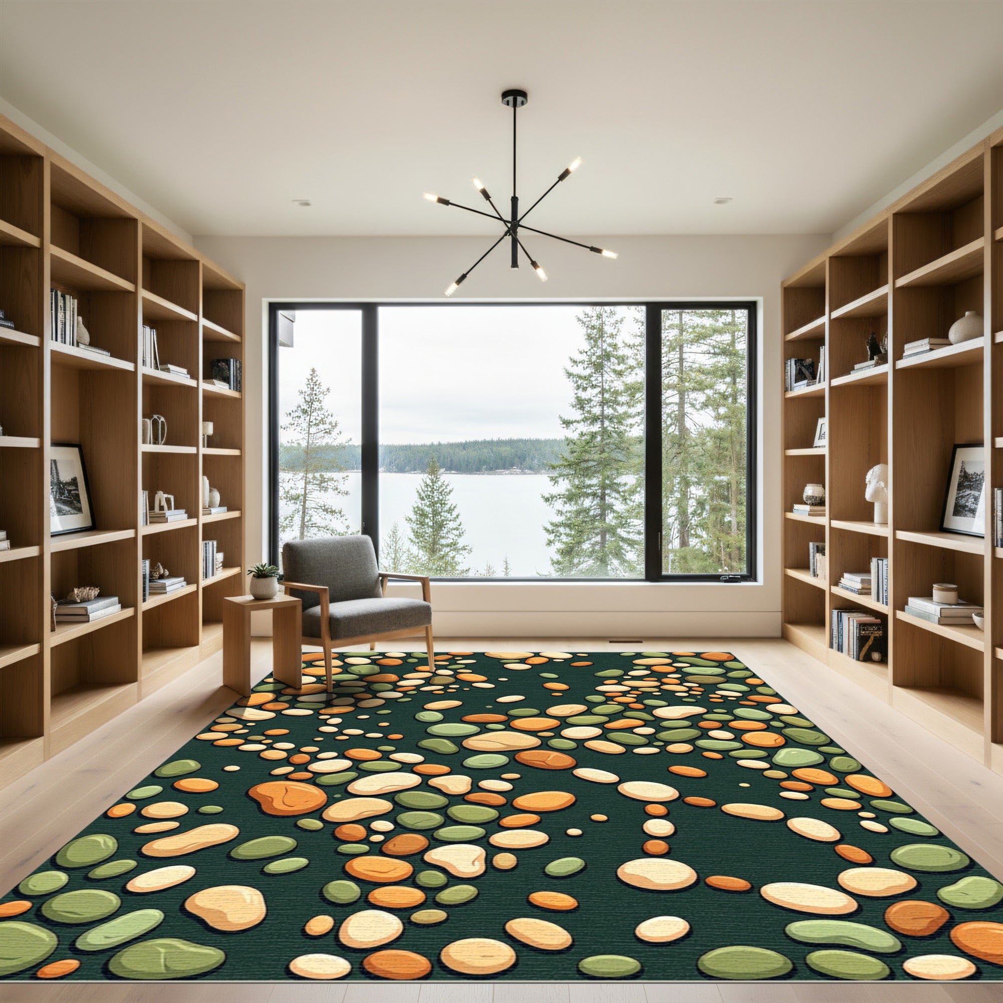 Earth Tone Pebble Scatter Rug