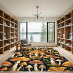 Glowing Toadstool Mushroom Forest Illustration Rug