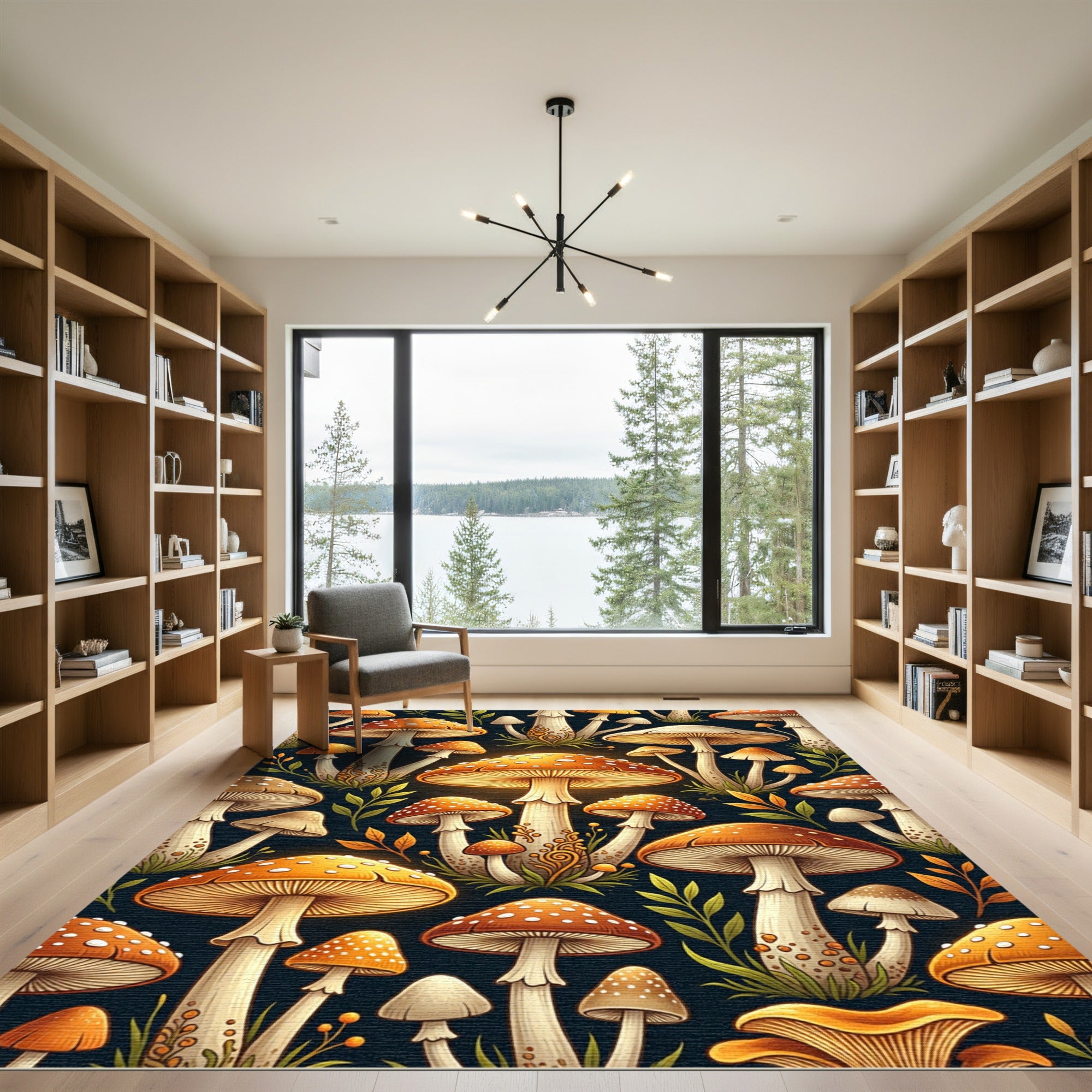 Glowing Toadstool Mushroom Forest Illustration Rug