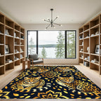Golden Jaguar Medallion Animal Print Rug