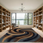 Earthy Brown and Charcoal Swirl Rug
