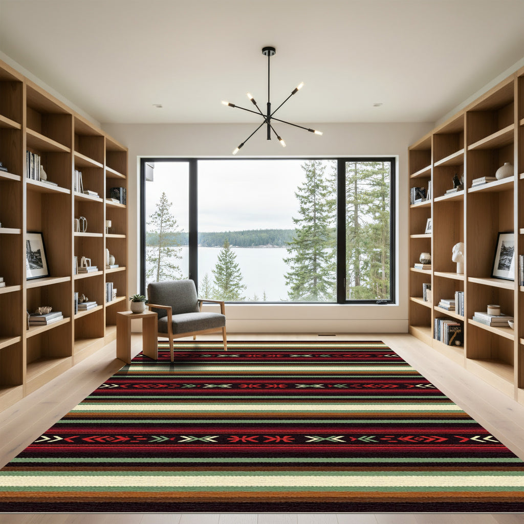Reddish Earthy Tribal Stripe Rug