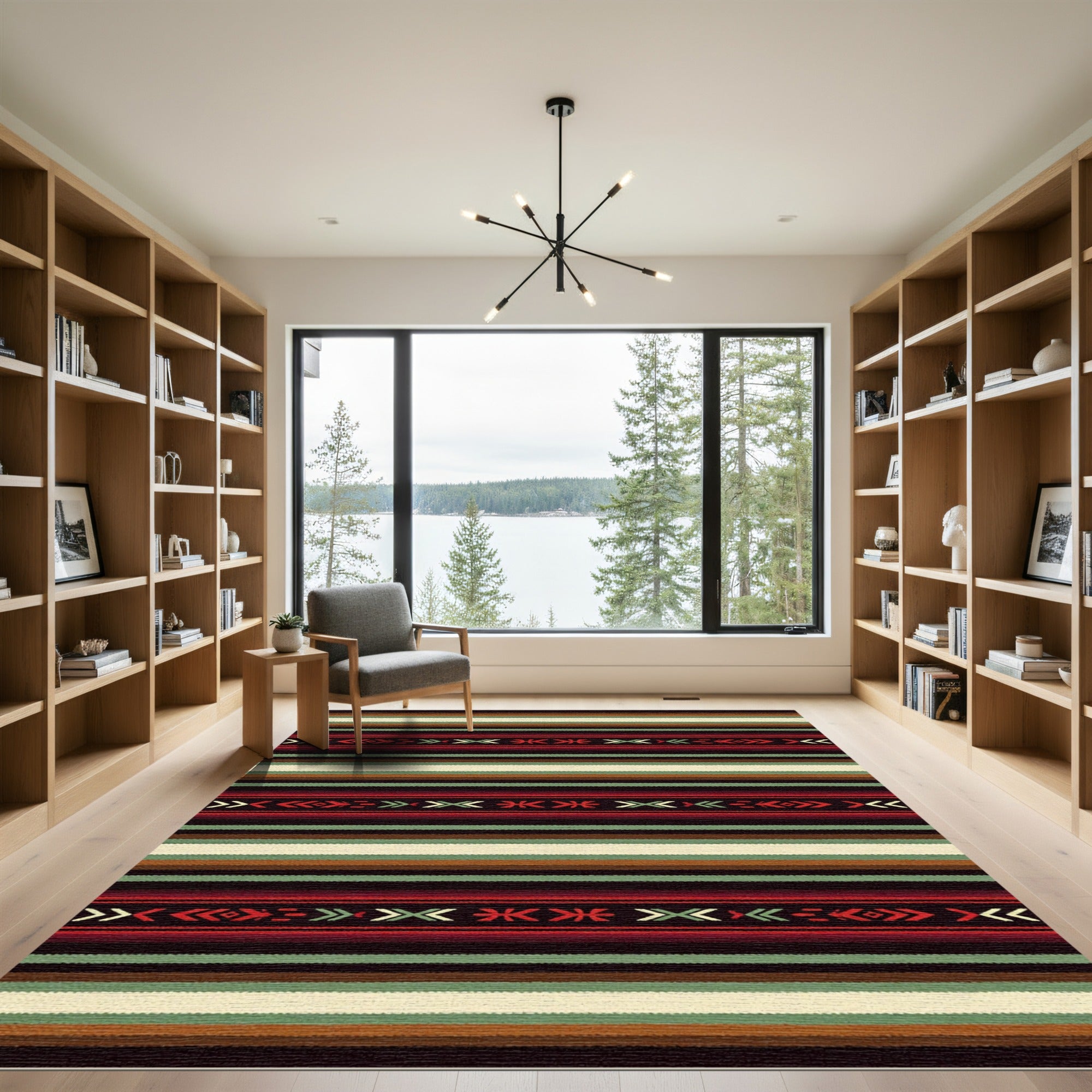 Reddish Earthy Tribal Stripe Rug