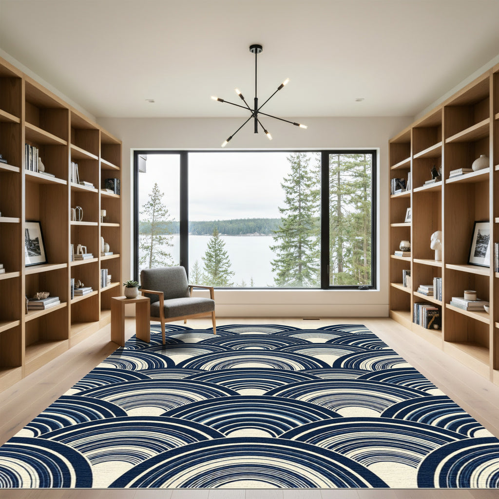 Indigo Japanese Wave Arch Rug