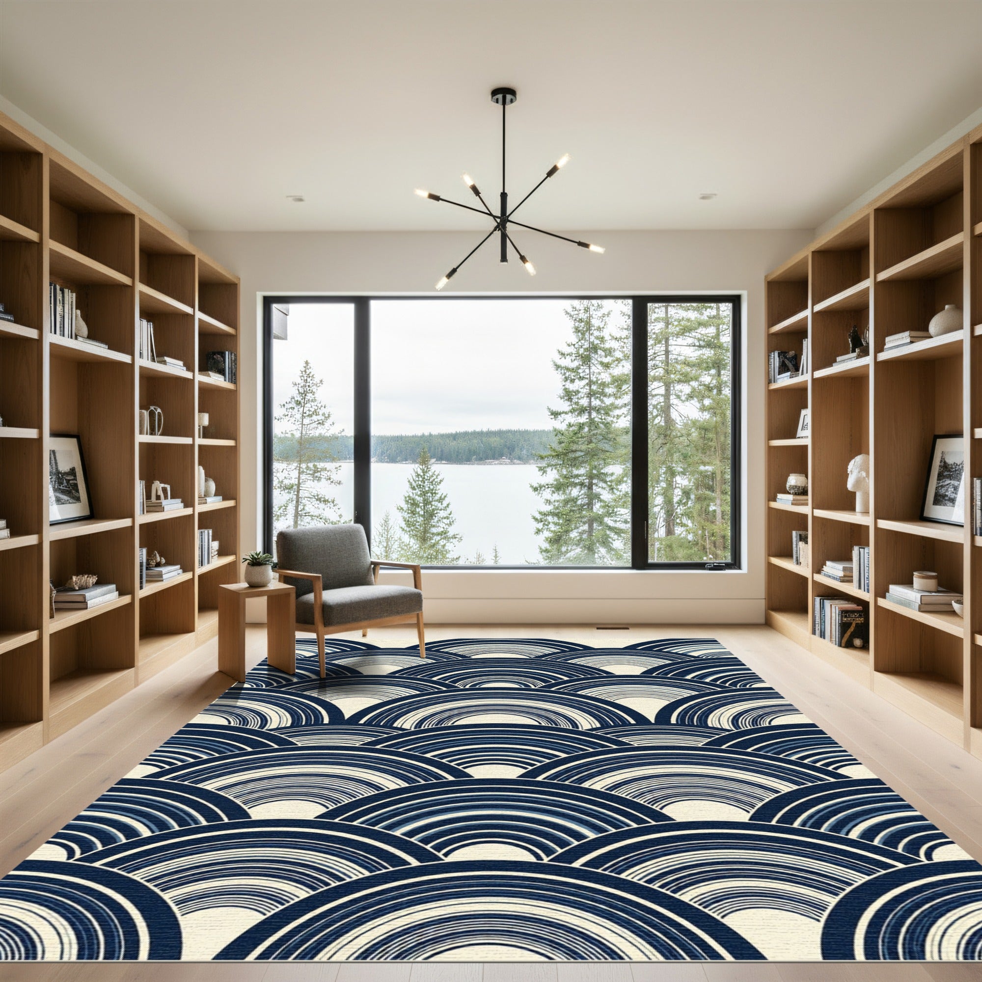 Indigo Japanese Wave Arch Rug
