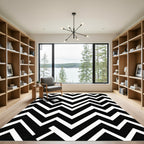 Bold Minimalist Black and White Chevron Rug