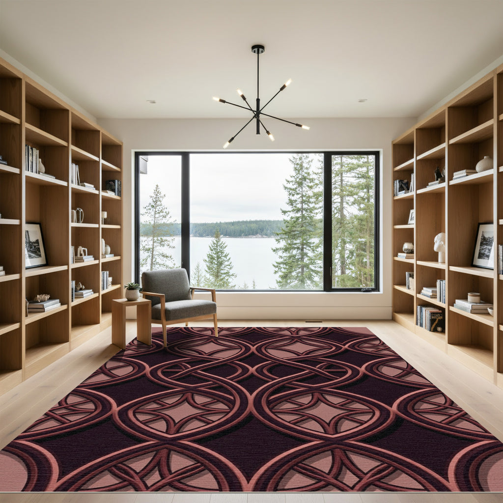 Gothic Interlocking Rose Copper Lattice Rug