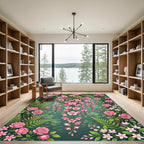 Lush Pink Hanging Cherry Blossom Garden Rug
