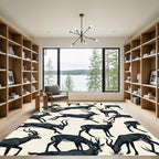 Monochrome Leaping Antelope Animal Illustration Rug
