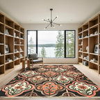Coral Floral Quatrefoil Lattice Rug