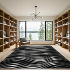 Monochromatic Silver Swirl Wave Rug