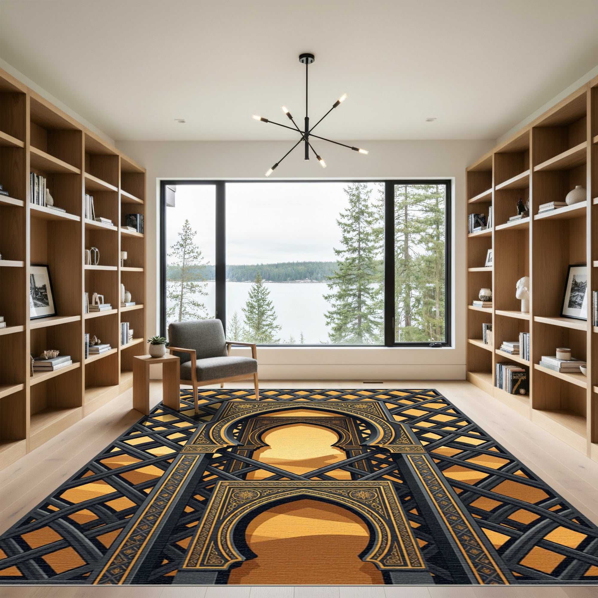 Golden Arch Lattice Desert Scape Rug