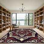 Regal Cream and Crimson Shell Medallion Rug