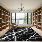 Black White Electric Bolt Rays Rug