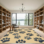 Charcoal Wolf Paw Track Beige Cover Rug