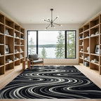 Monochromatic Swirling Stripe Flow Rug