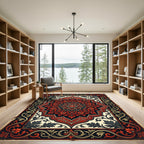 Crimson Floral Medallion with Ornate Foliage Rug