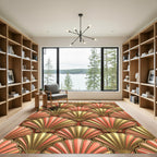 Art Deco Golden Shell Fan Coral Rug