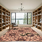 Peach Dahlia Floral Garden Rug