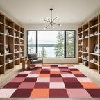 Terracotta Peach Geometric Blocks Rug