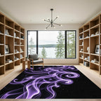 Ethereal Purple Swirling Smoke Mist Rug