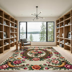 Gilded Horn Floral Bouquet Arrangement Rug