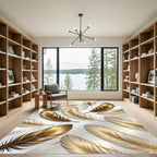 Gilded Feather Cascade in Golden Hues Rug
