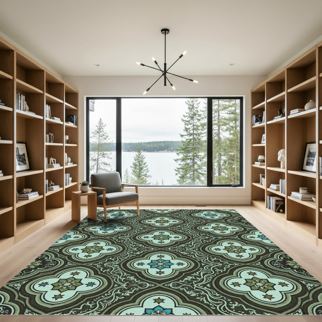 Earthy Tones Quatrefoil Medallion Rug