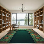 Ornate Emerald Gold Celestial Arch Rug