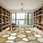 Contemporary Earth Tone Geometric Hexagon Rug