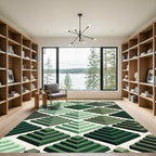 Emerald Green Nested Pyramid Geometric Rug