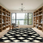 Minimalist Monochrome Isometric Cube Grid Rug