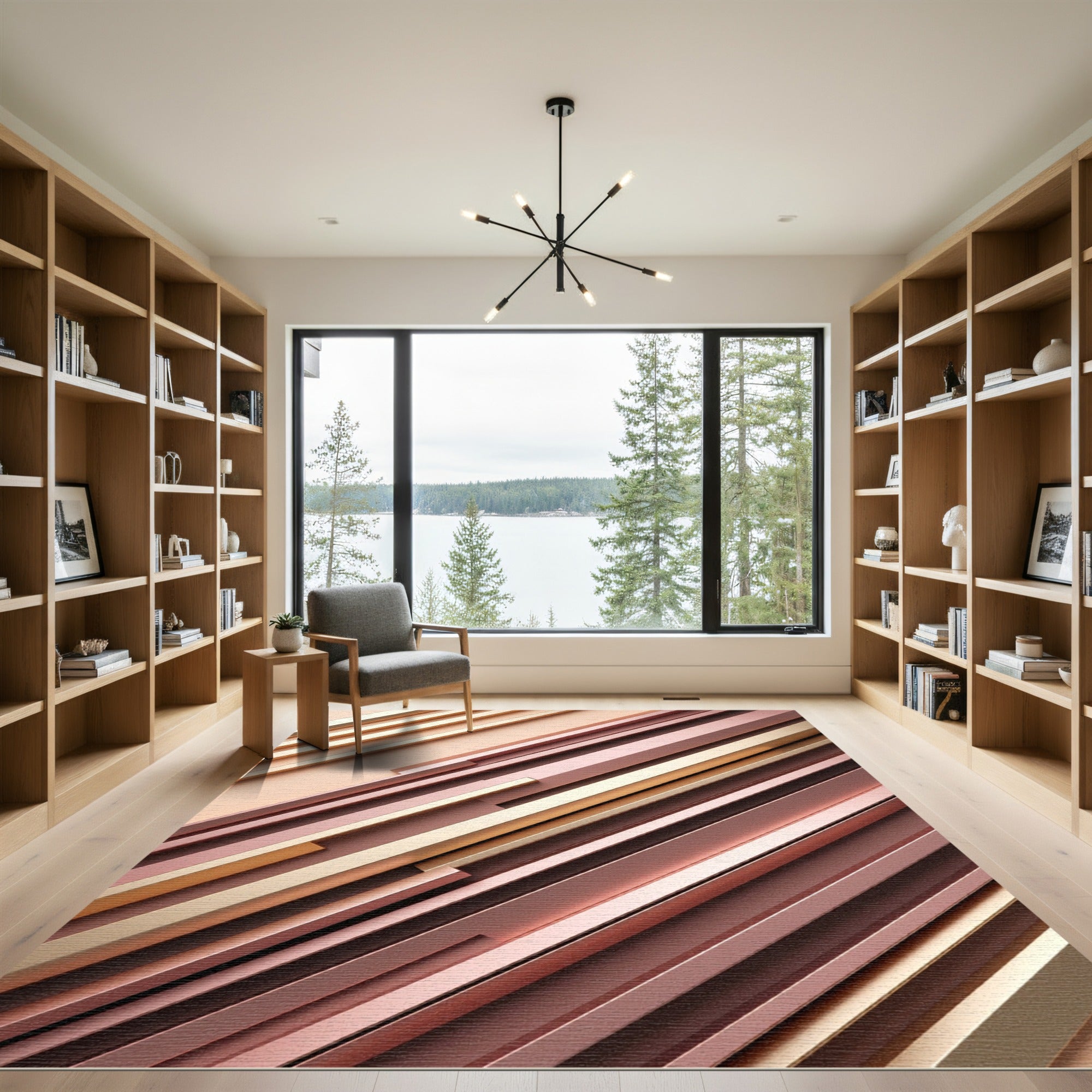 Rose Gold Parallel Stripe Rug