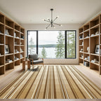 Neutral Earthy Tonal Vertical Striped Rug