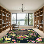 Ornate Pink Primrose Floral Circular Medallion Rug
