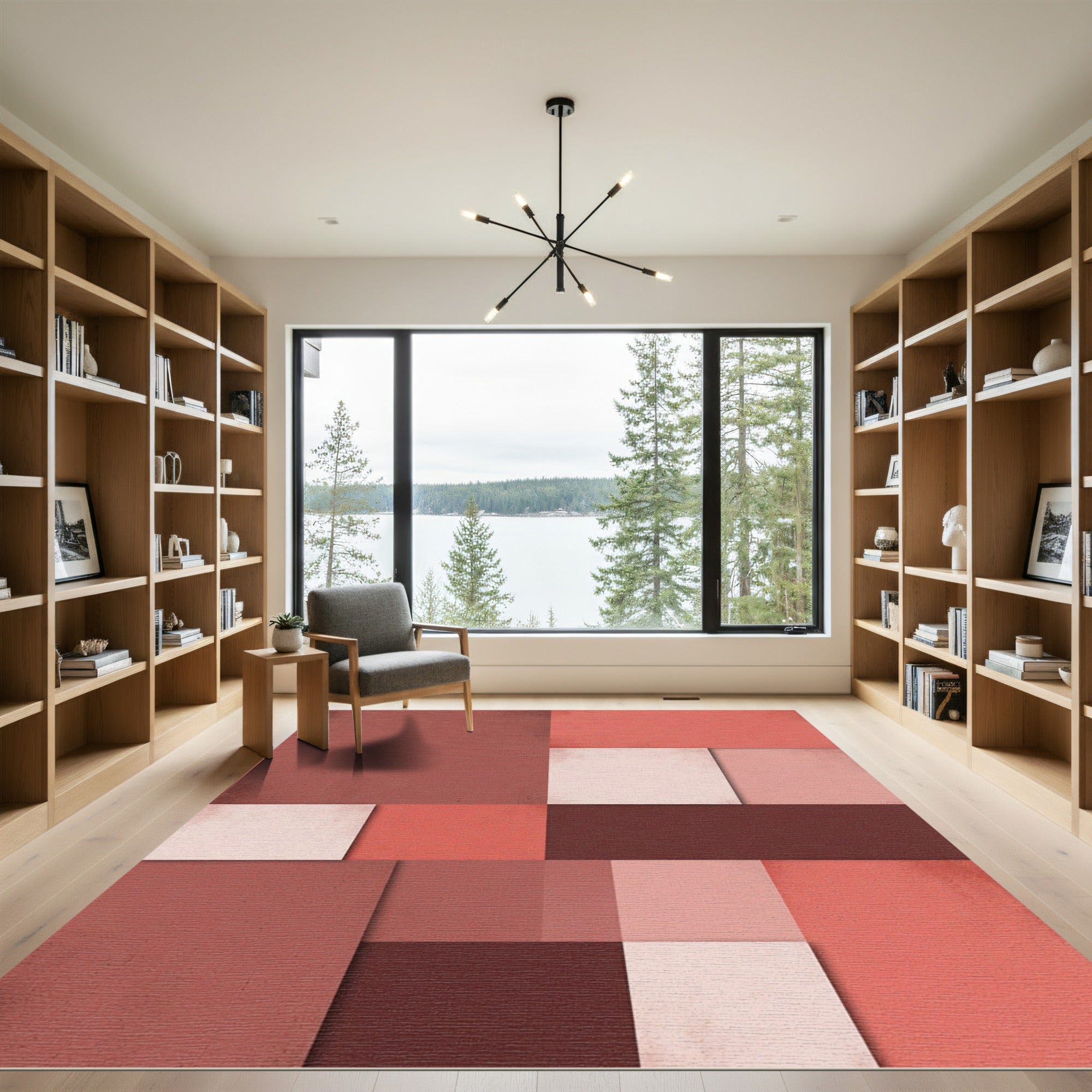 Terracotta Abstract Block Composition Rug