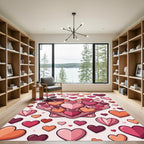 Whimsical Pink Heart Shell Illustration Rug