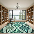Art Deco Geometric Mint Diamond Lattice Rug