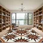 Earthy Geometric Sunburst Star Rug