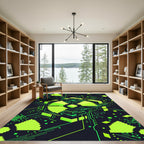 Neon Cyber Radiation Pixel Art Grid Rug