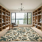 Vintage Cream Floral Botanical Meadow Rug