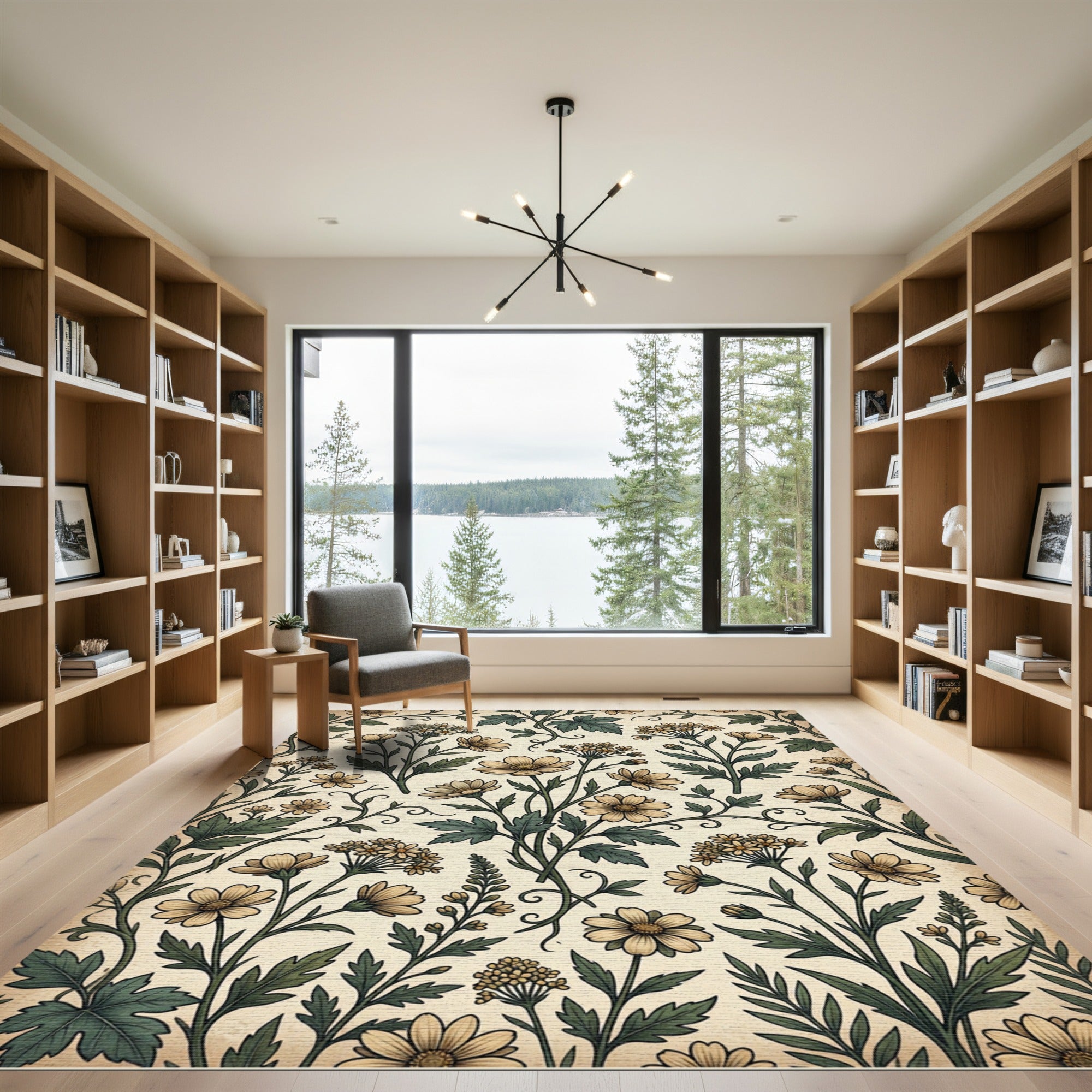 Vintage Cream Floral Botanical Meadow Rug