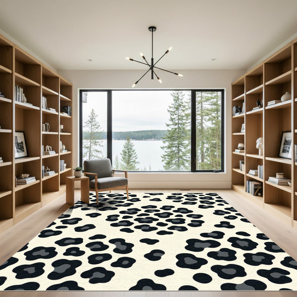 Modern Monochrome Leopard Spot Area Rug
