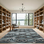 Gray Nautical Knot Wave Rug