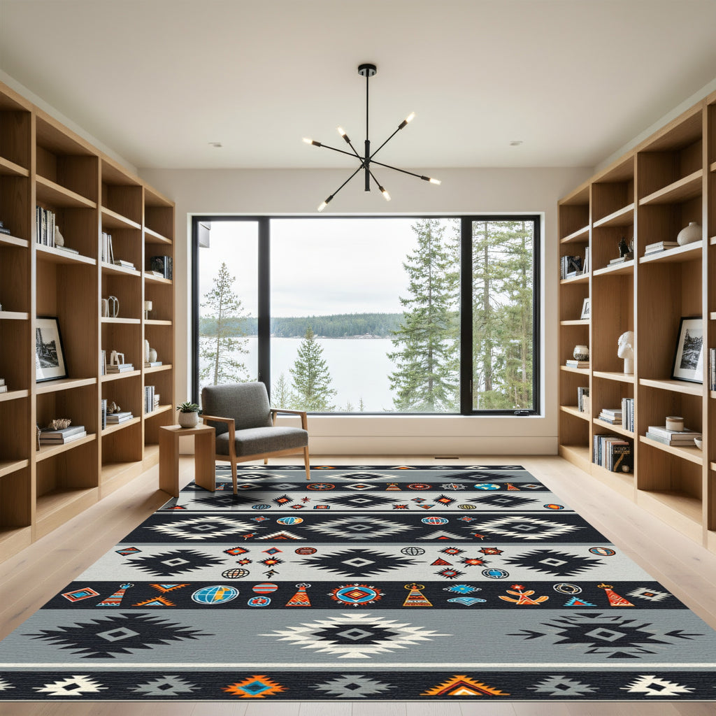 Navajo Inspired Geometric Southwest Medallion Rug